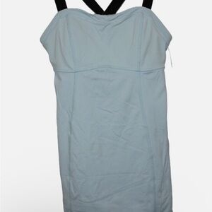 Lululemon Push Your Limits cross back light blue top